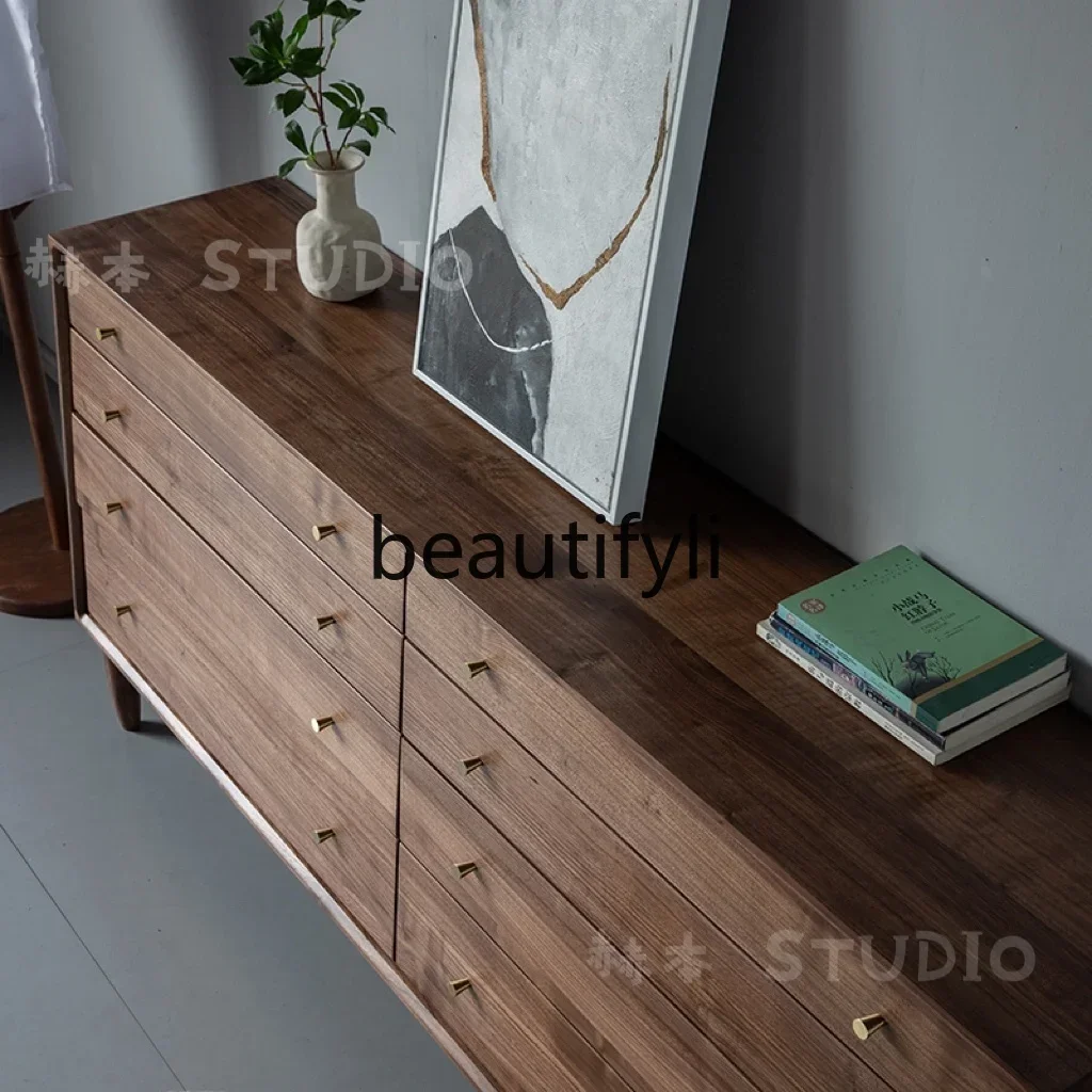 

32North American Black Walnut White Oak Eight Buckets Storage Living Room Bedroom Storage Side Drawer Cabinet