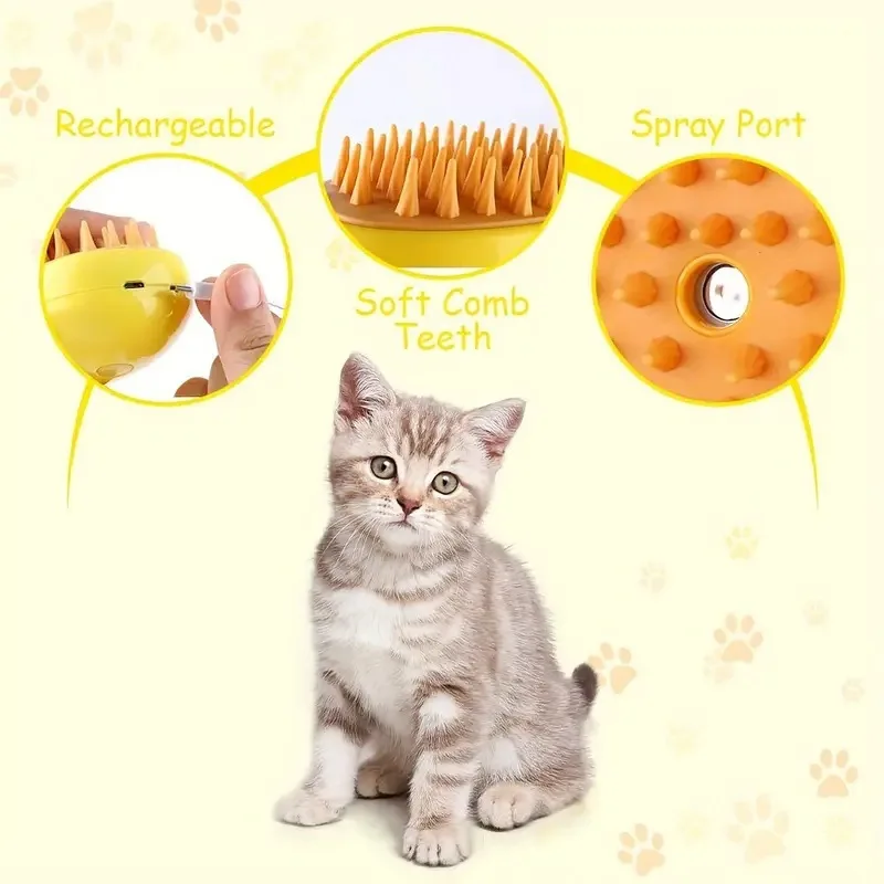 Cat Dog Pet Grooming Comb with Electric Spray Water Steam Soft Silicone Brush Kitten Pets Bath Brush Massage Hair Remover