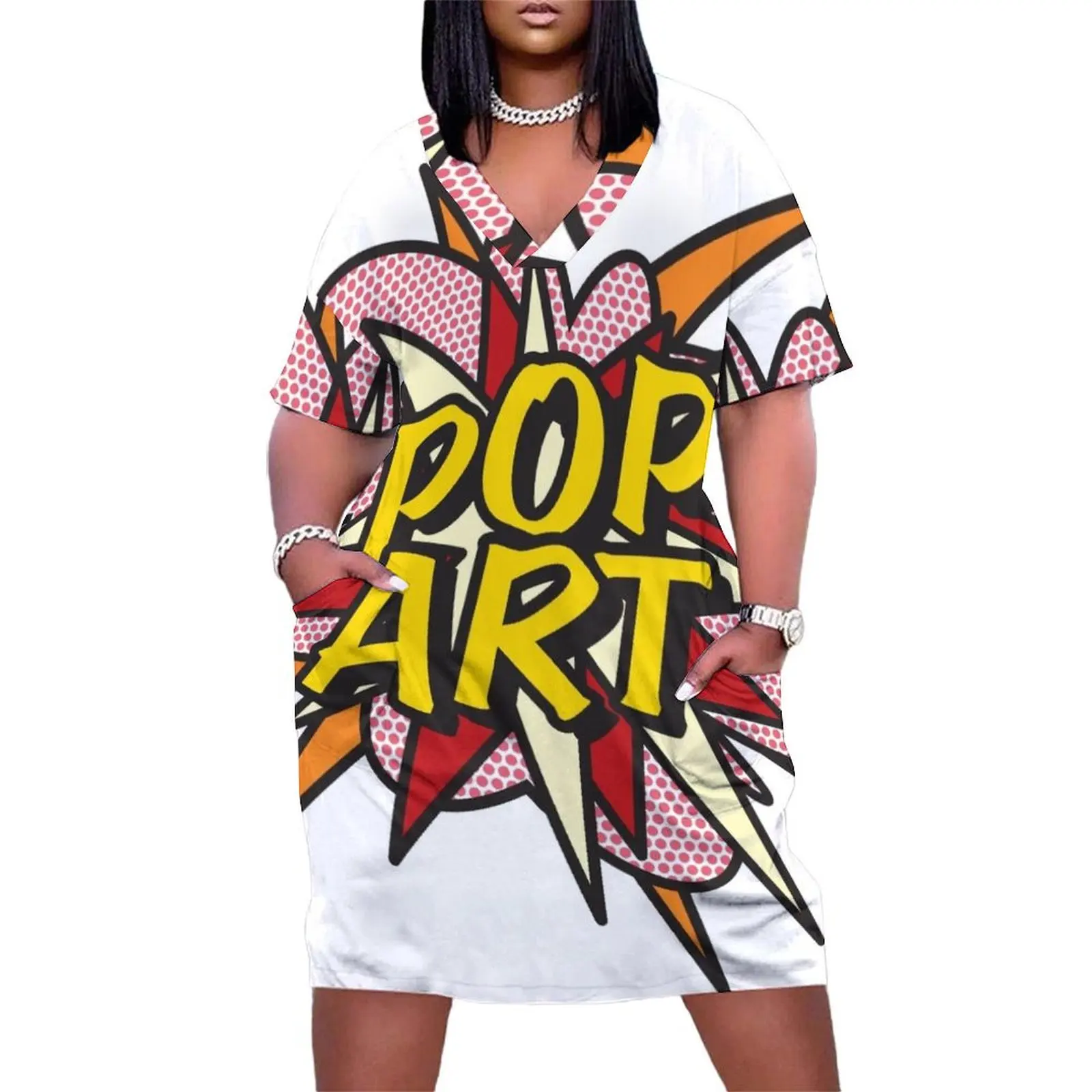 POP ART Comic Book Flash Modern Art Pop Culture Loose Pocket Dress summer clothes