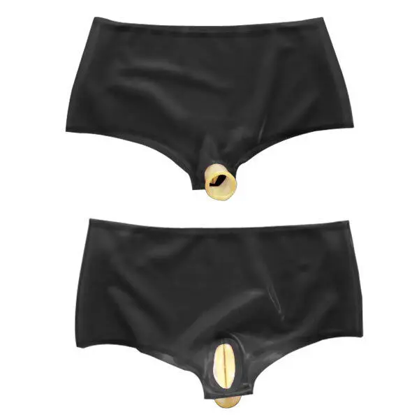 

Latex rubber sexy masquerade ball Halloween role-playing shorts black party-