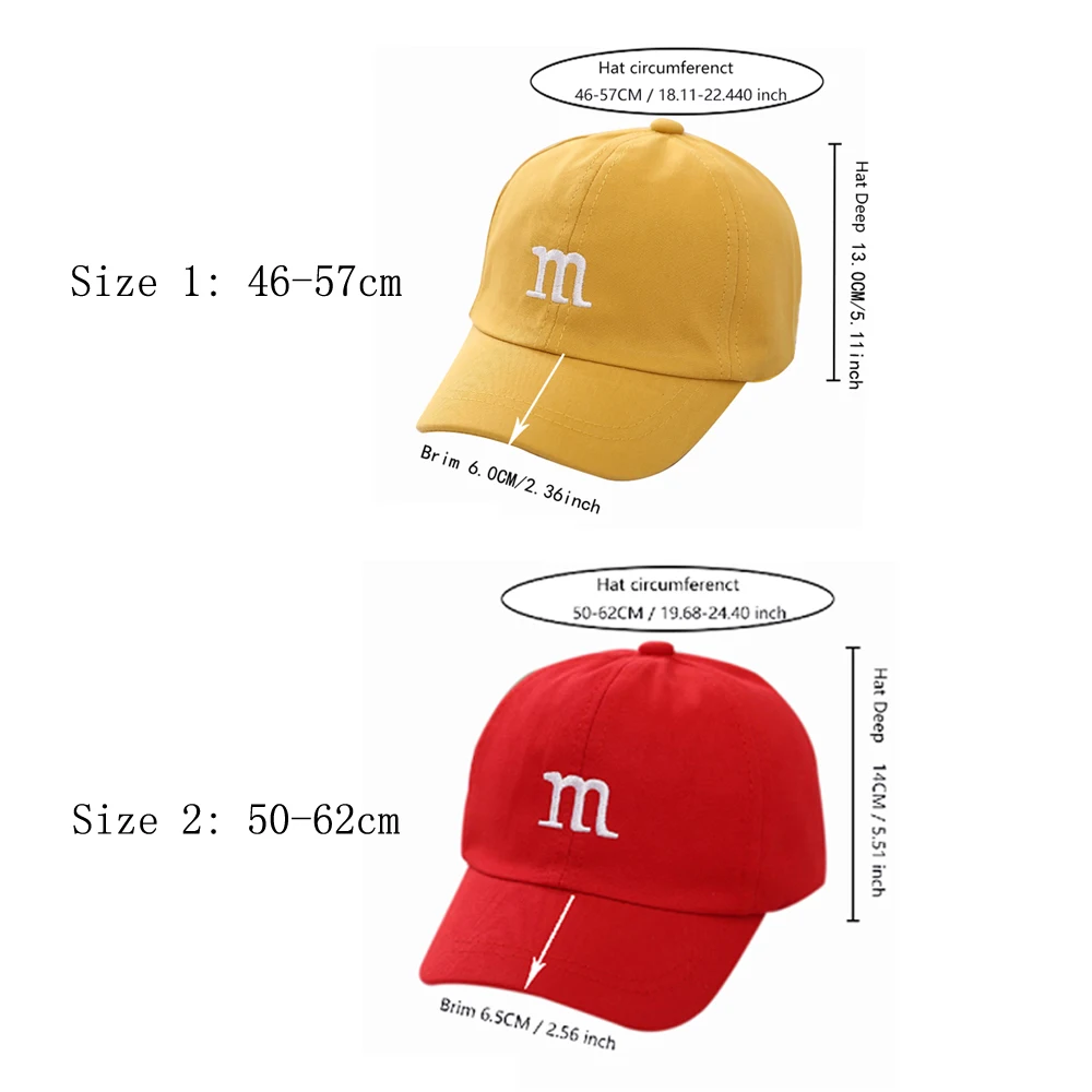 Children\'s Kid Baseball Cap for Girls Boy Hats Sunscreen Baby Hat Hip Hop M Letter Embroidered Kids Caps 1-6-8-12-15 Years