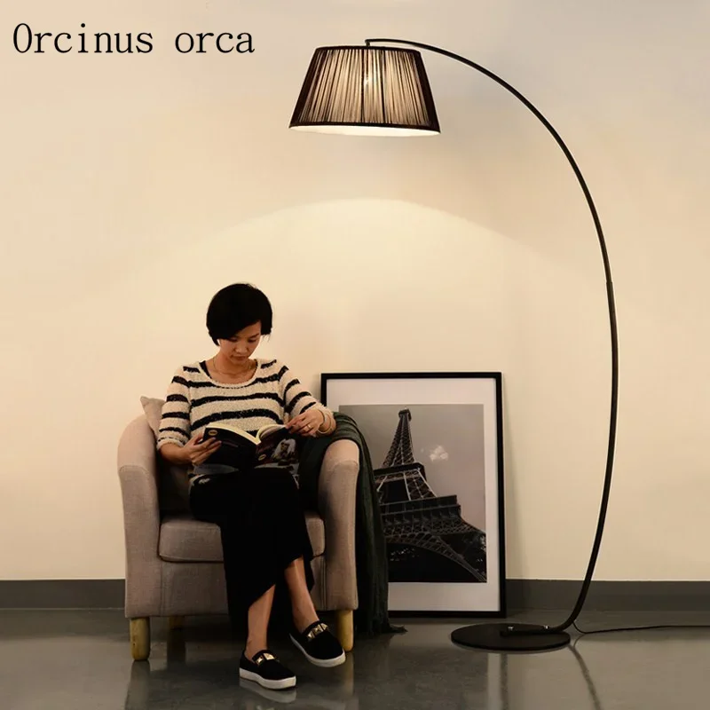 

American country floor lamp modern bedroom living room study vertical lamp Nordic fabric sofa fabric lamp Postage free