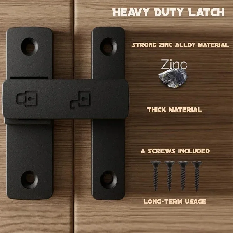 Warehouse Barn Room Bathroom Lock Buckle Sliding Door Lock 1 Set Punch-free 90°  Latch Door Buckle 180° Pet Cage Anti-theft