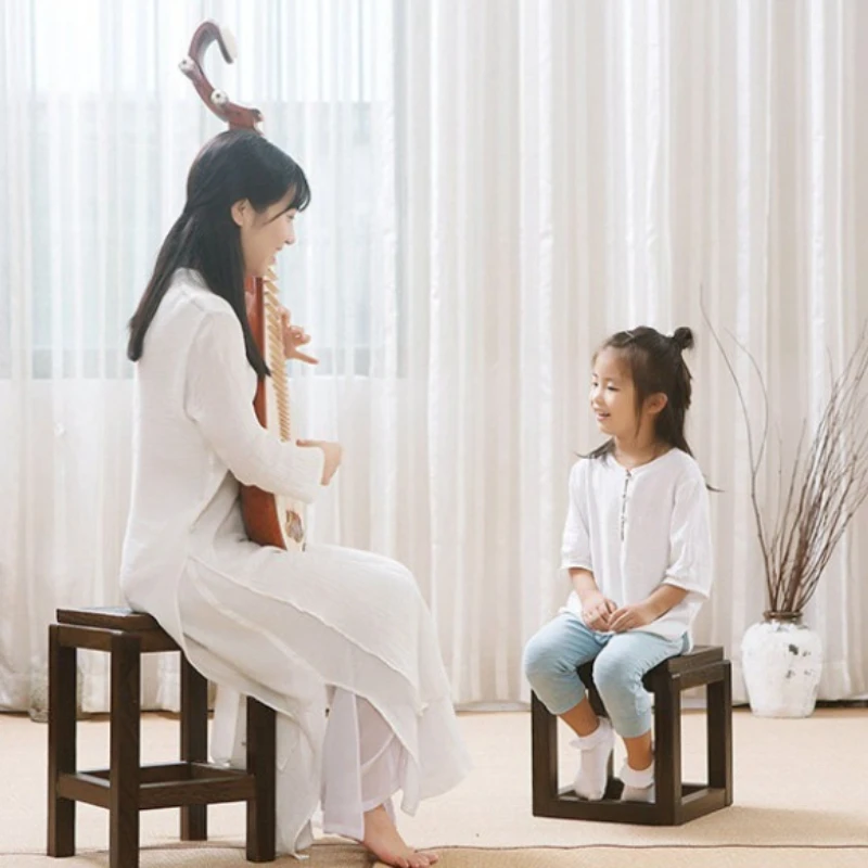 

Винтажный табурет из массива дерева, подставка для ног для гостиной, скамья для обуви, антикварная скамья в стиле дзен для фортепиано, двусторонний низкий столик для чайной комнаты