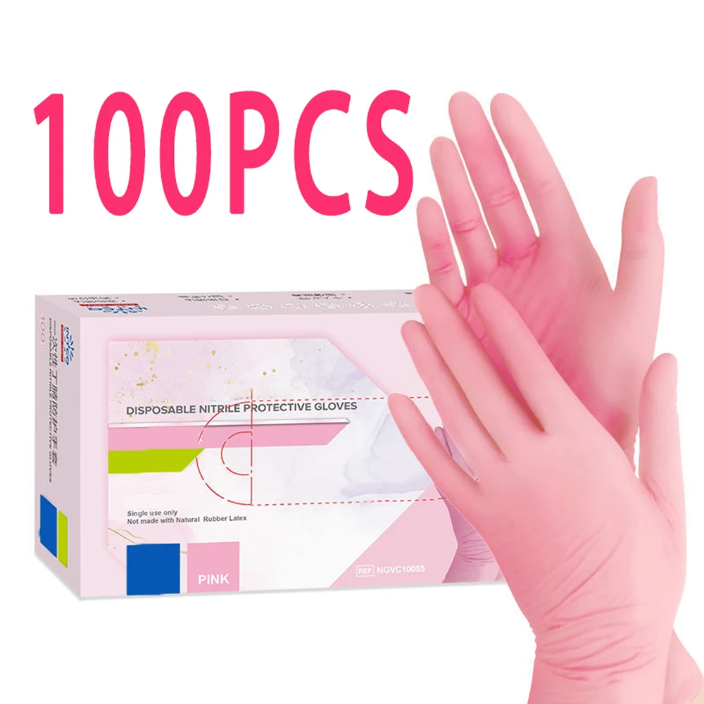 20/50/100/200/400/1000 stuks roze nitrilhandschoenen, geschikt voor reiniging, keuken, badkamer, haarverven en nagel trimmen - afbeelding 2