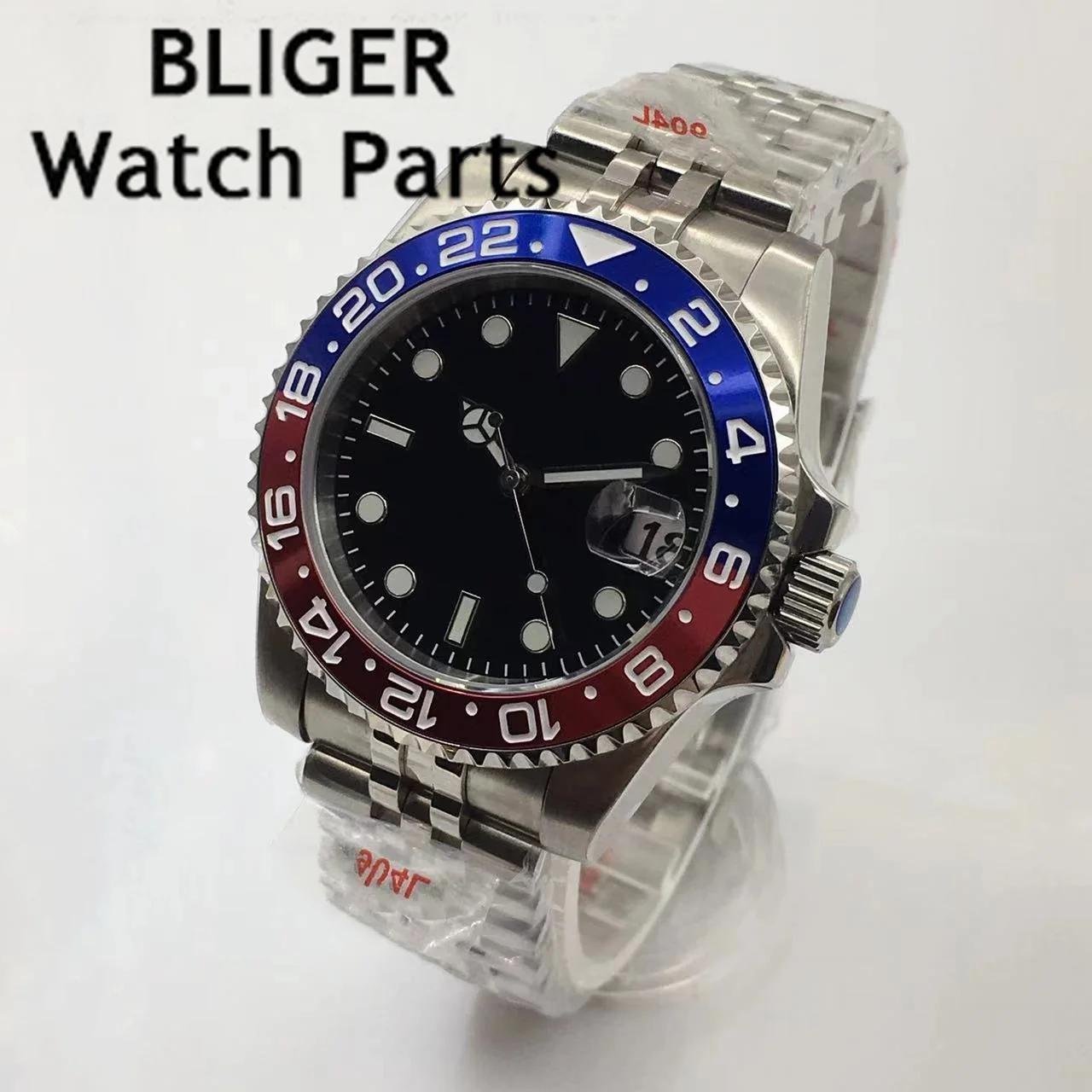 BLIGER Роскошные мужские NH35A Механические часы Браслет из нержавеющей стали Сапфировое стекло Зеленые светящиеся мужские часы Reloj Hombre