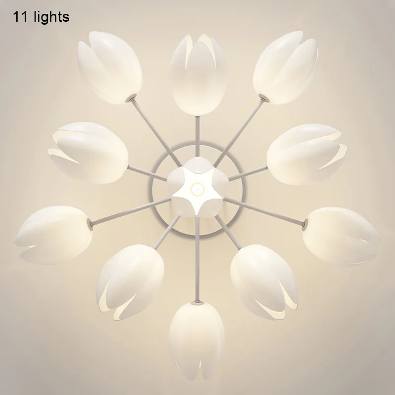Luxury Nordic LED Home Ceiling Lights Romantic White Flowers Shaped Art Lamps for Living Dining Room Home Decoration Chandeliers