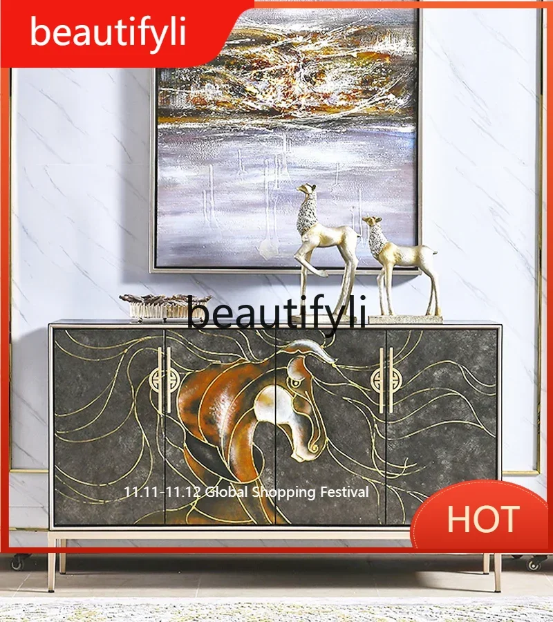 

Light luxury European living room partition dining room cabinet villa corridor decorative locker D80