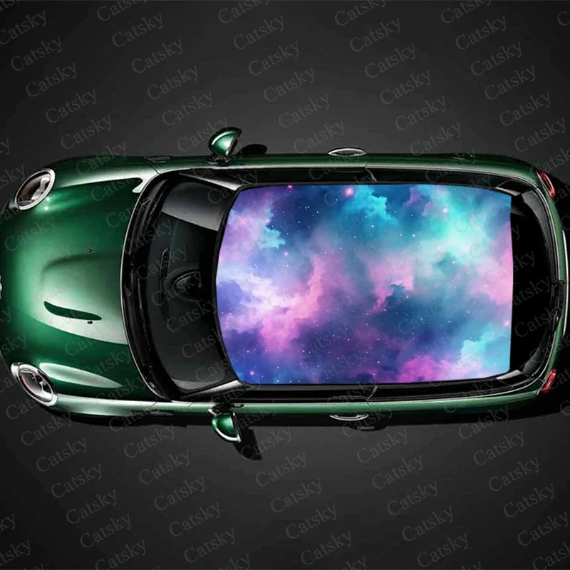 

Night Sky with Stars Clouds Car Roof Sticker Wrap Racing SUV Accessories Packaging Painted PVC Custom Car Graphic Decal