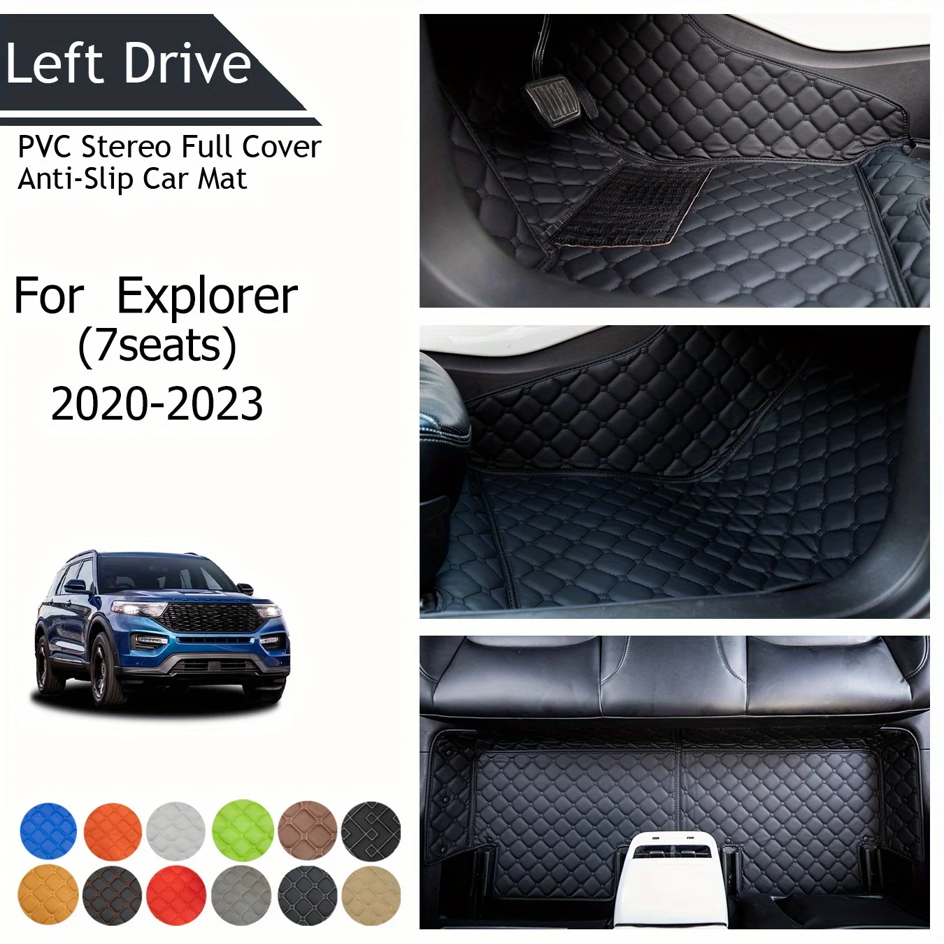 

TEGART 【LHD】For Ford For Explorer(7seats) 2020-2023 Three Layer PVC Stereo Full Cover Anti-Slip Car Mat car mats floor