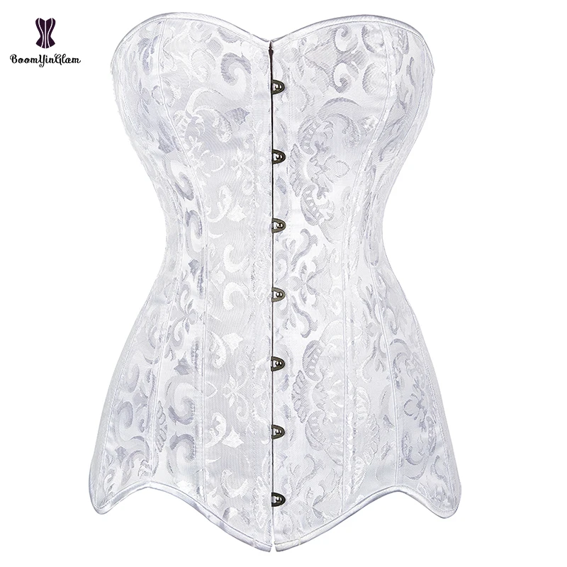 

White Bridal Corselet Overbust Korset Sexy Full Body Shaper XS To 6XL Spiral Steel Boned Long Torso Shapewear Corset 942#