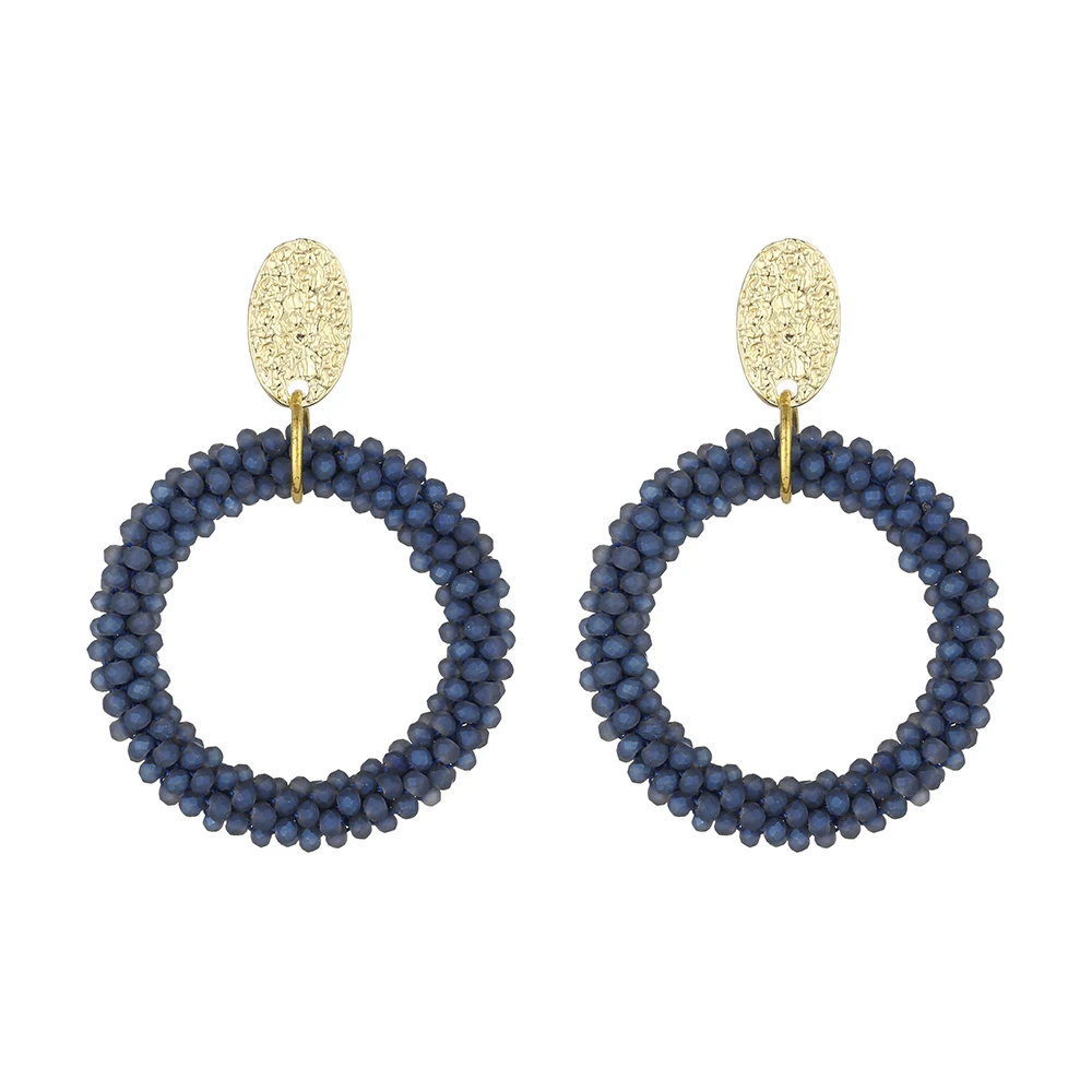 INKDEW Big Round Drop Earrings for Women Crystal Beads Handmade Earrings Jewelry Gift Vintage statement EA064