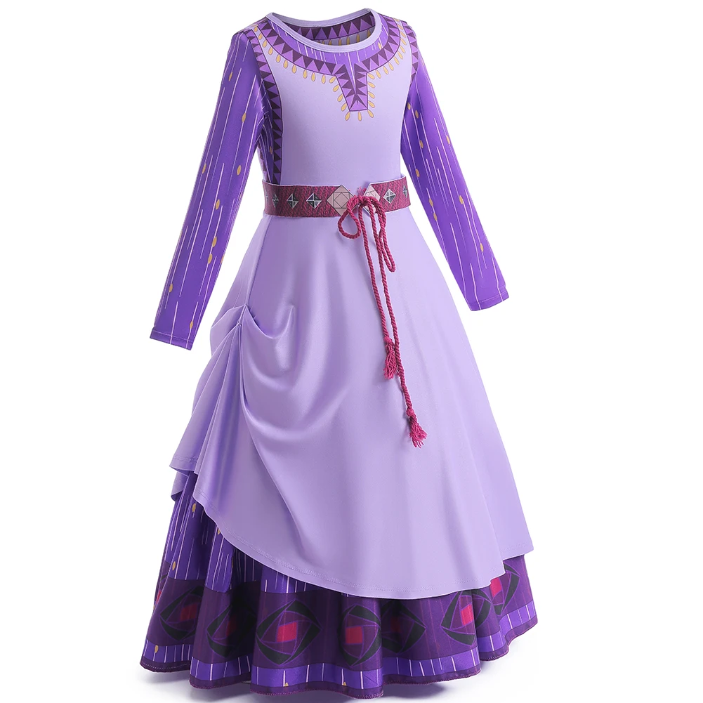 Halloween Cosplay Princess Wish Asha Costume for Girls Carnival King Queen Kids Easter Birthday Party Dress UP Chindren Fancy