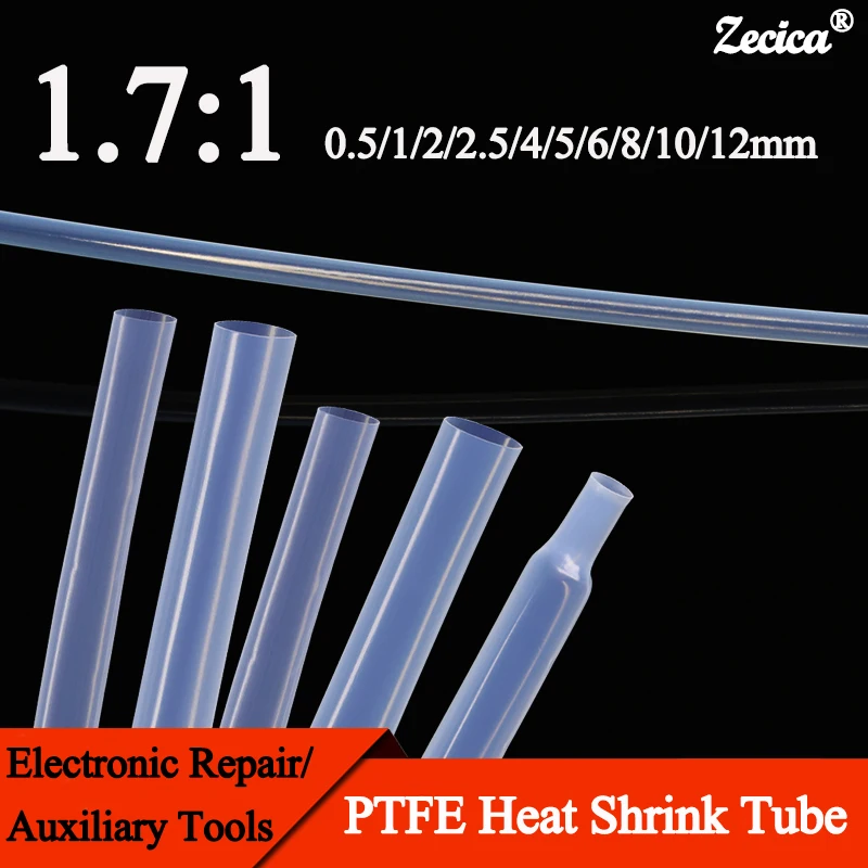 

1.7:1 PTFE Transparent Heat Shrink Tube 0.5/1/2/2.5/4/5/6/8/10/12mm High Temperature 260℃ Shrinkage Tubing For Wire 600V