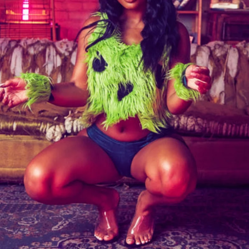 

Halloween Green Monster Role-Playing Women's Set Polyester Fiber Versatile Women's Outfit Modern Dance Costume