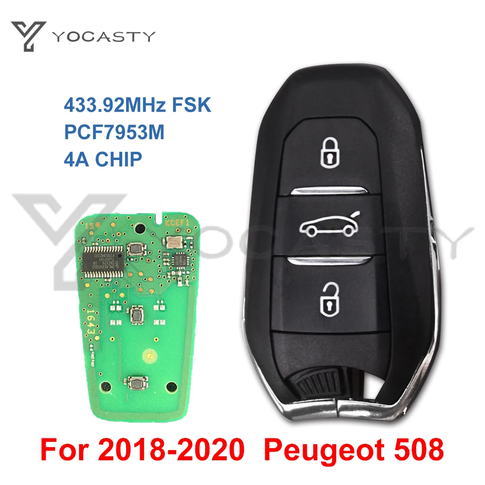 YOCASTY 3 Buttons Smart Car Key For Peugeot 208 301 3008 5008 Traveler Expert Citroen C3 C4 Keyless Go Car Key 433MHz 4A Chip