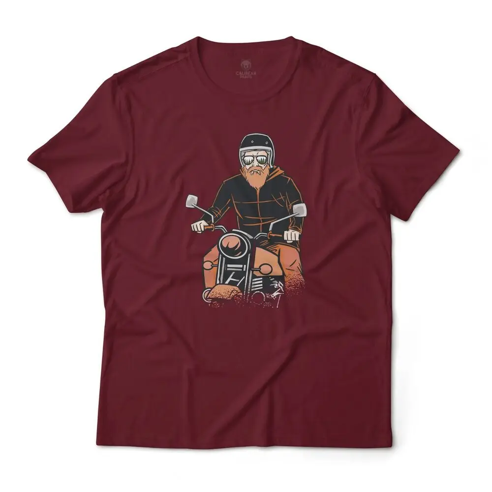Bearded Motorcycle Rider Aesthetic Graphic T-Shirt Unisex Lightweight Cotton Tee