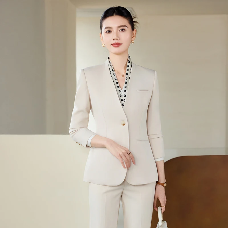 Tailleur pantalone formali da donna Abbigliamento da lavoro professionale da lavoro con pantaloni e giacche Cappotto Set di abbigliamento per blazer per interviste carriera