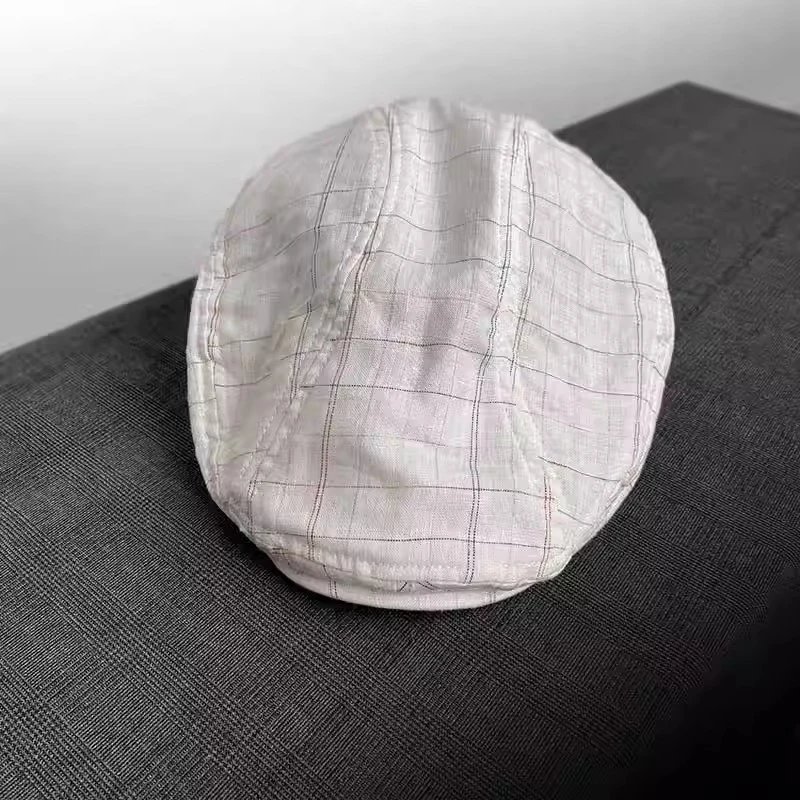 Spring Summer Linen Newsboy Cap New White Breathable Beret Men\'s Women\'s Literary Retro Hat England Hats Male Hats 46