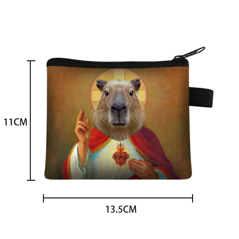 Kawaii Capybara Animals Print Coin Purse Women ID Credit Card Key Earphone Holder Ok I Pull Up Coin Money Bag Mini Kids Wallets