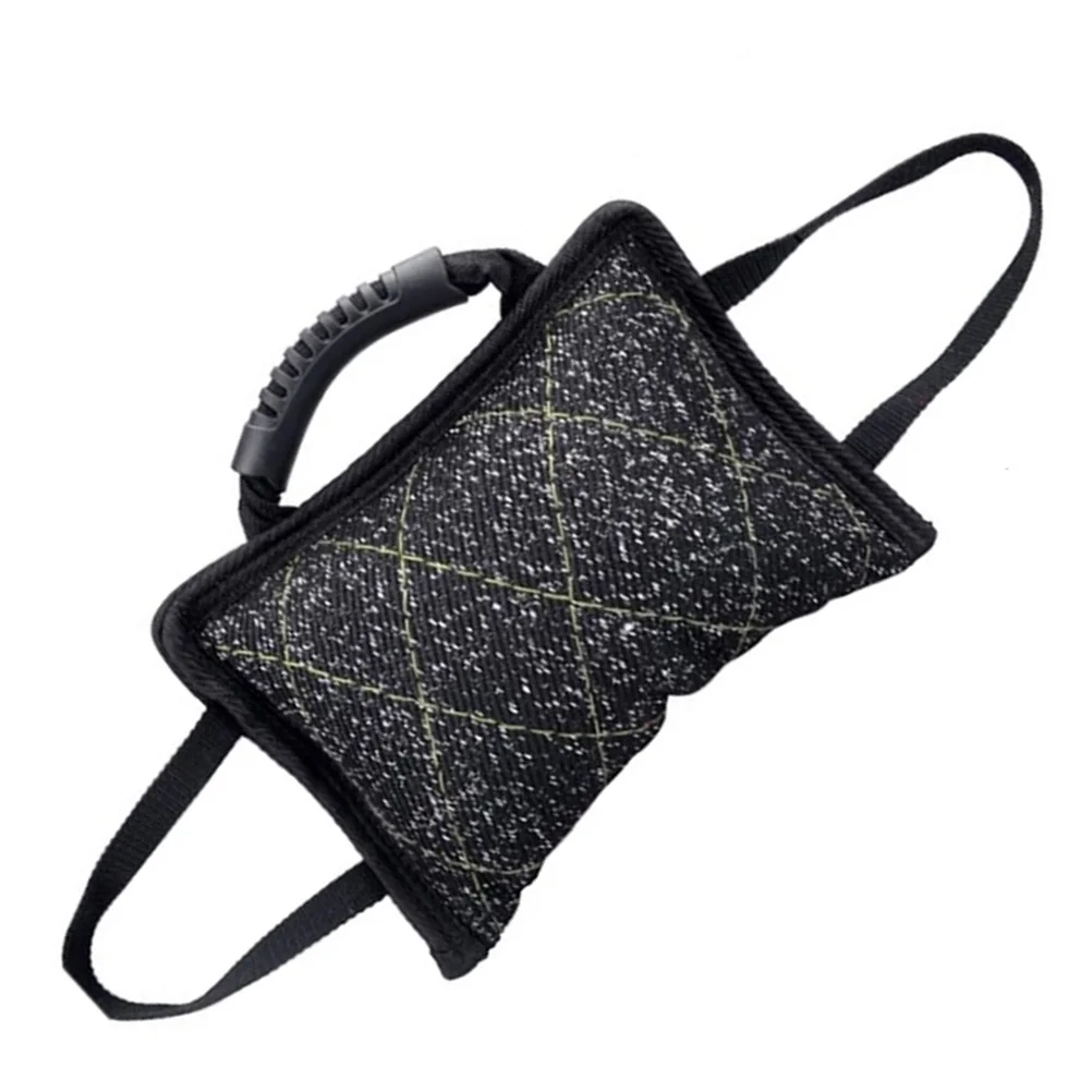 

Premium 3-Handle Bite Tug Pillow Heavy Duty Jute Dog Training Tool for Tug of War Ring Sport Activity Pet Bite Pillow