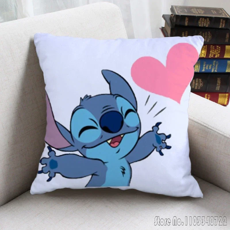 Disney Cushion Cover Pillowcase Lilo & Stitch Plush Pillow Case Shams Party Sofa Home Decor 45x45cm Kids Gift