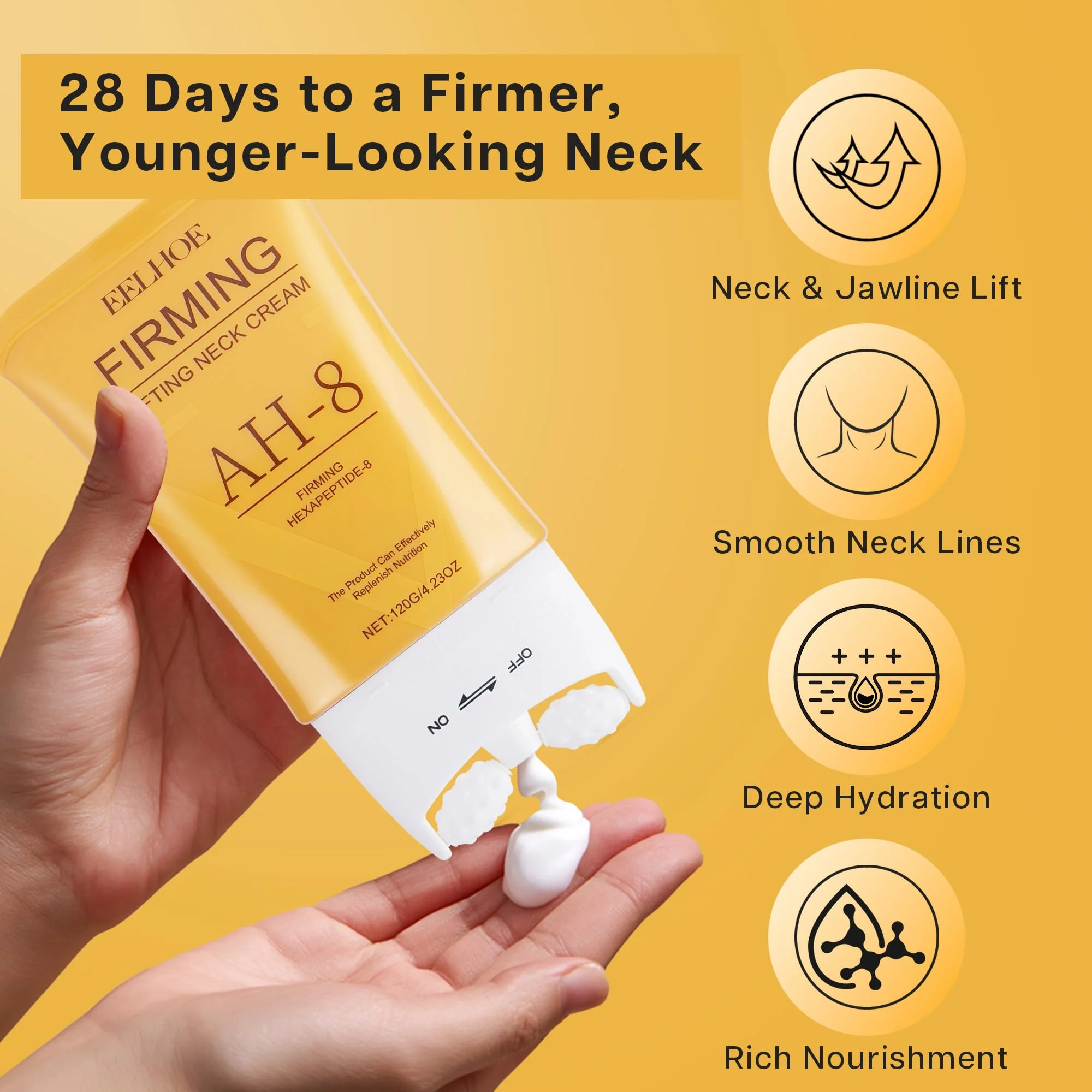 كريم شد الرقبة EELHOE AH-8 Guasha 2 في 1 مع بكرات مزدوجة وحمض الهيالورونيك، للبشرة المترهلة والذقن المزدوجة وشد الوجه #4