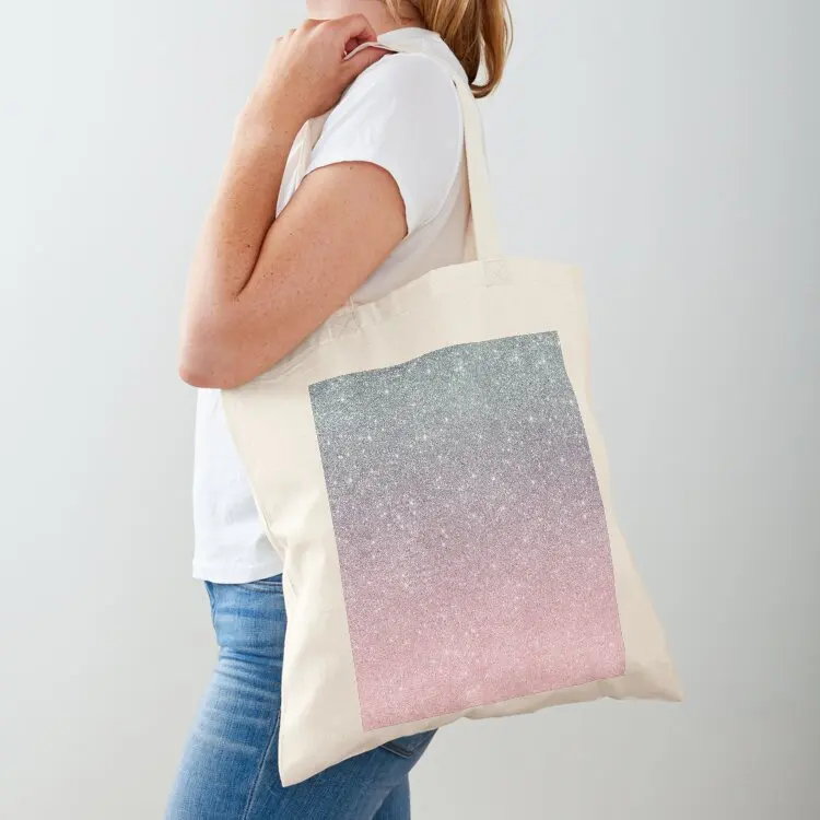 

Rose gold Pink Silver GreySparkle Ombre Glitter Tote Bag Women's handbag Shopper cloth bag woman bags woman 2025