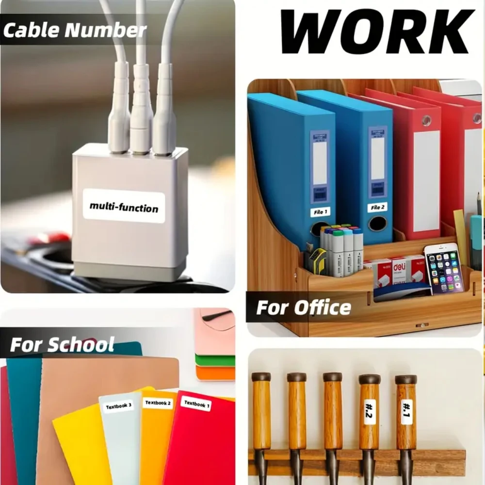 4 Rolls White Sticker Waterproof Anti-Oil Adhesive Label Paper Compatible Phomemo D30 Marklife P12 P11 Portable Thermal Printer