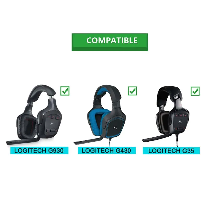 KUTOU Earpads for Logitech G35 Ear Pads G430 Replacement Ear Pad G930 Headphone Ear Cups Repair Parts and Head Beam Foam Pads