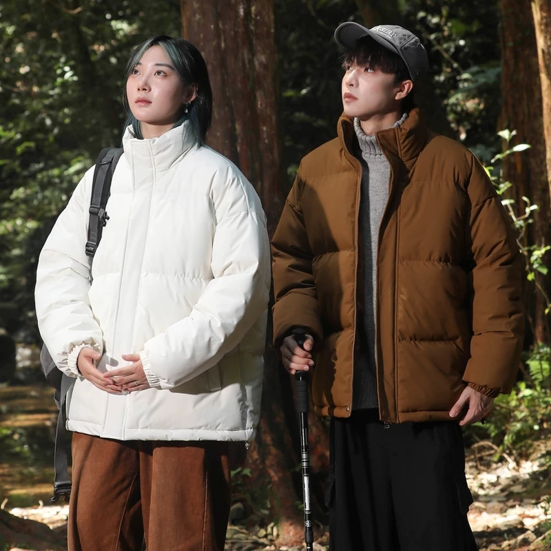 Outdoor Mountaineering Cotton-padded Jackets Trendy Brand Stand-up Collar Loose Coat Teenagers Warm Cold-proof Large-sized Coats