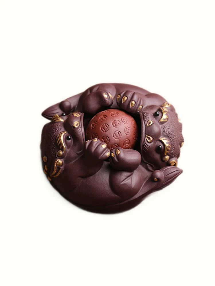 xing Original Mine Purple Clay Tea Pet Ornament Double Xiuui Good Lu Handmade Tea Play Premium Quali Tea Tools