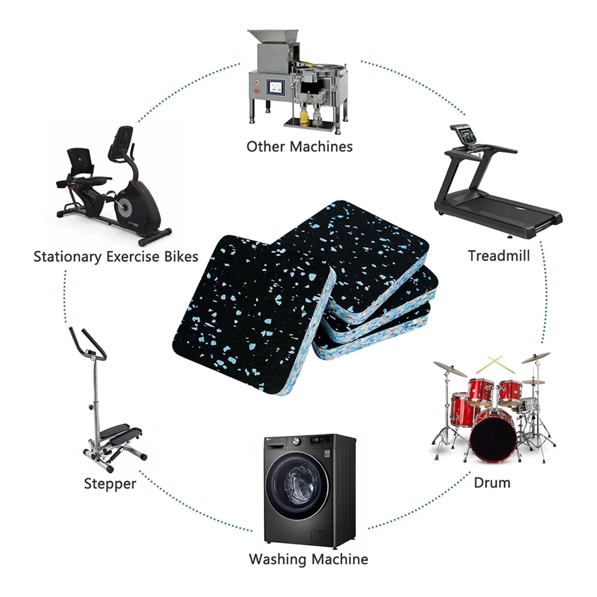 وسادات حصيرة جهاز المشي A71P، حصيرة عازلة للصوت ممتصة للصدمات، حماية أرضية لغسالة المطحنة