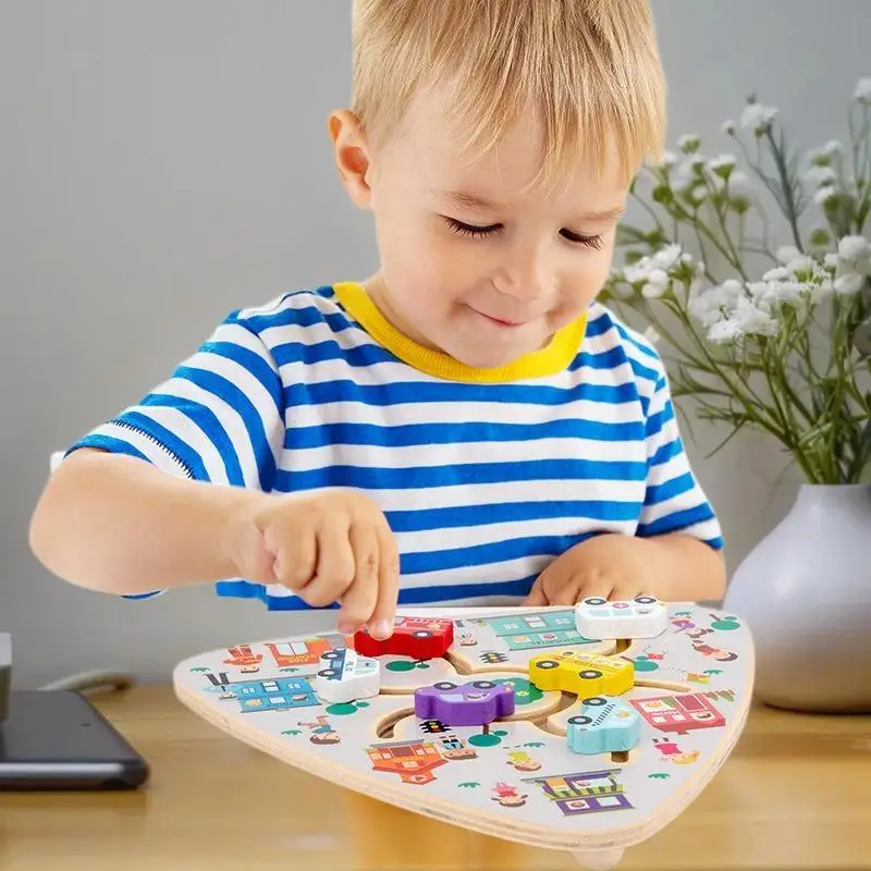 لوحات المتاهة مونتيسوري ألعاب خشبية فاكهة الحيوان شكل رقمي ألغاز الشريحة مطابقة لعبة ألعاب تعليمية للتعلم للأطفال