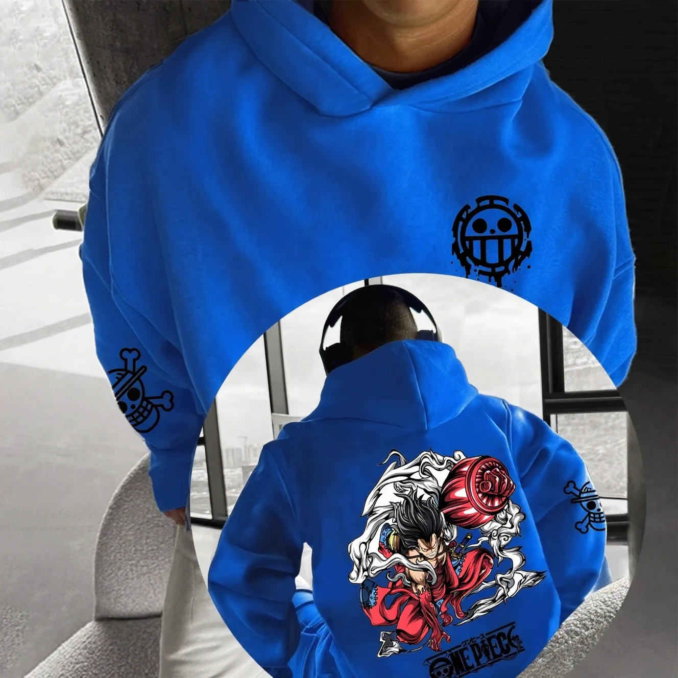 ONE PIECE Outono e Inverno Paixão Animação Personagem Clássico Multi-cor Homens e Mulheres Pai-Filho Casual Top