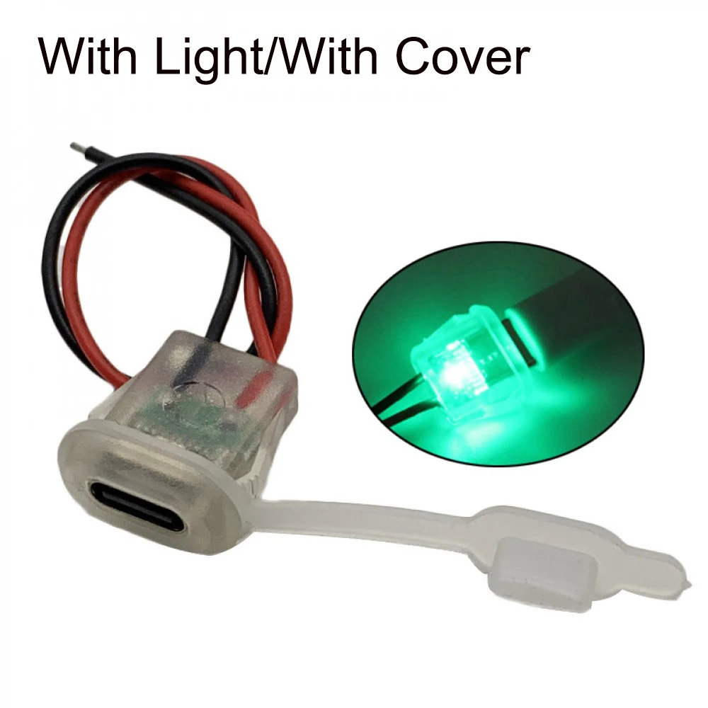 

2Pin Type-C Charging Socket 3A Input with/No LED Light Plate Waterproof USB-C Power Port Type-C Female Connector Socket 5PCS