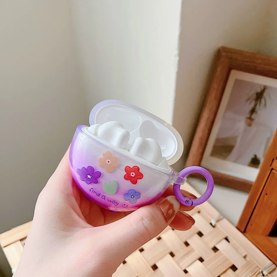 Cute For OPPO Enco Air 2i Case Cartoon /colorful flower Transparent Silicone Bluetooth Earphone Cover For OPPO Enco Air2 cover