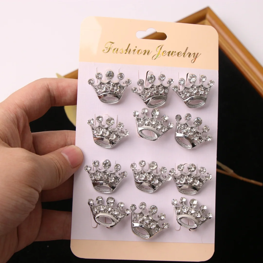12-Piece Set of Crown-Design Brooches for Men and Women, Jewelry, Fashion Accessories, and Party Gifts