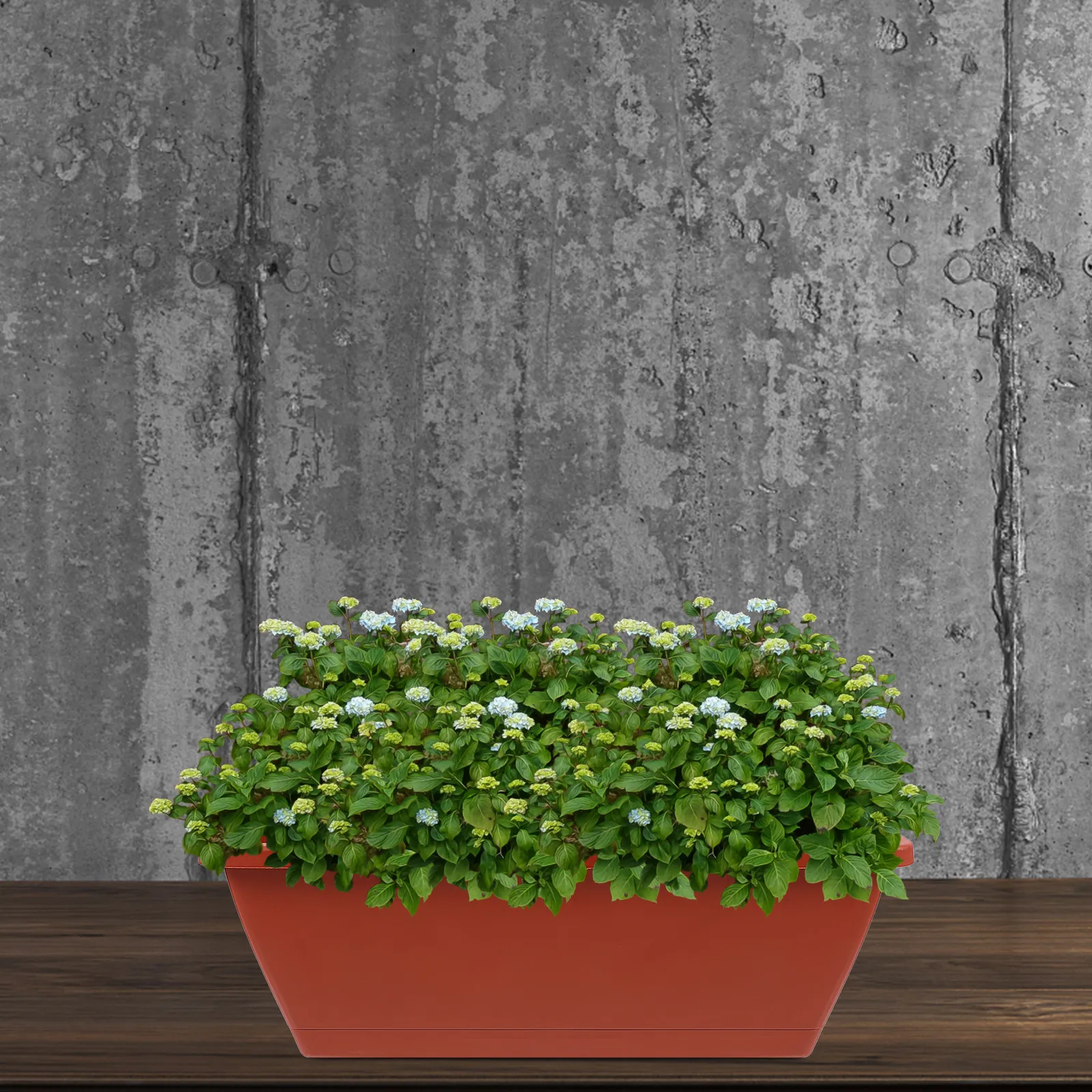 

6 шт. больших прямоугольных грядок 43x15x17 см, кирпично-красные пластиковые цветочные горшки для балконного садоводства с дренажными отверстиями