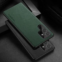 Case for Samsung Galaxy S22 Ultra S23 Ultra Plus FE 5G funda Cross pattern Leather skin cover Luxury phone case coque capa