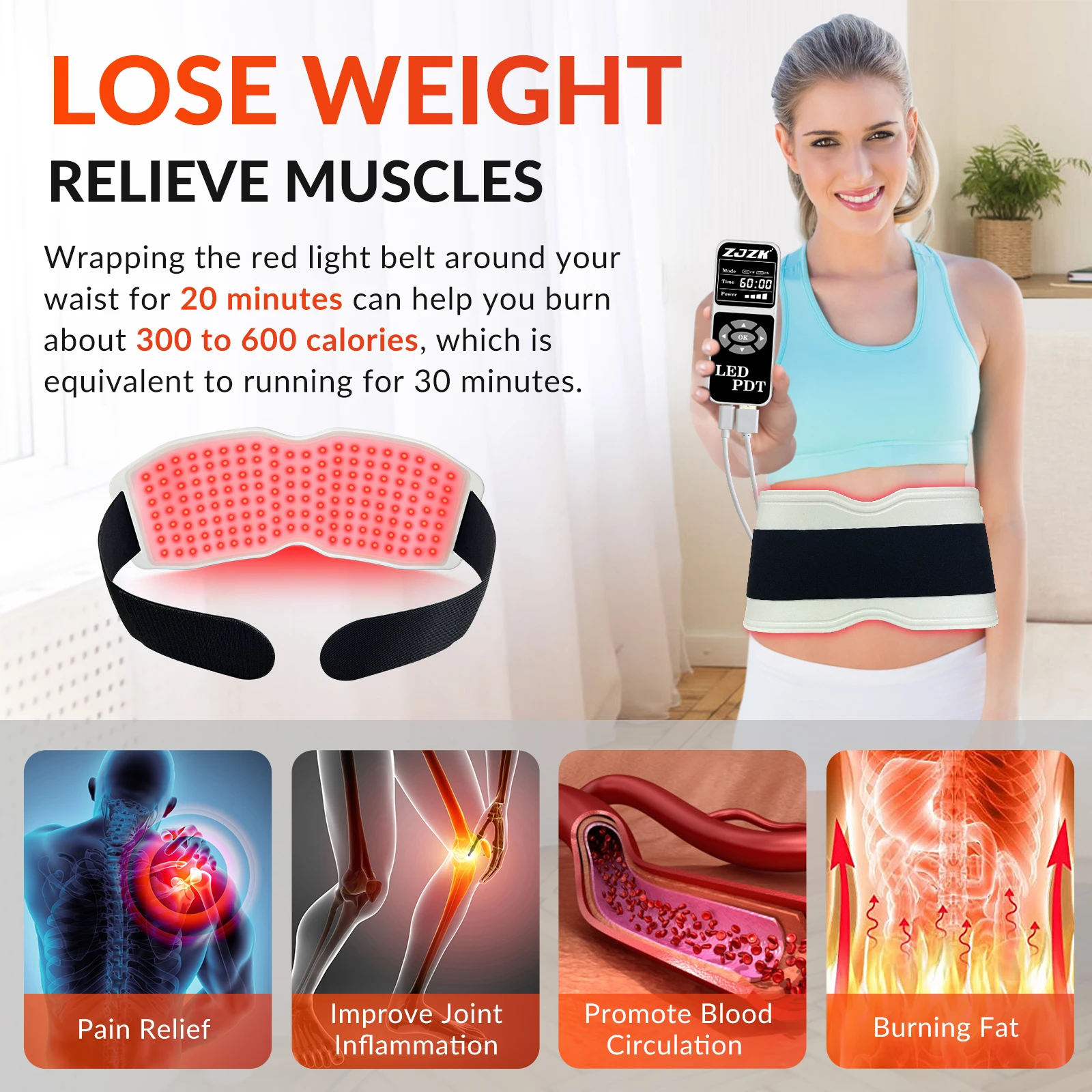 

ZJZK Redlight Belt Red Light Therapy Pad Infrared Light Therapy Red Light Therapy For Shoulder Waist Speed Up Wound Healing