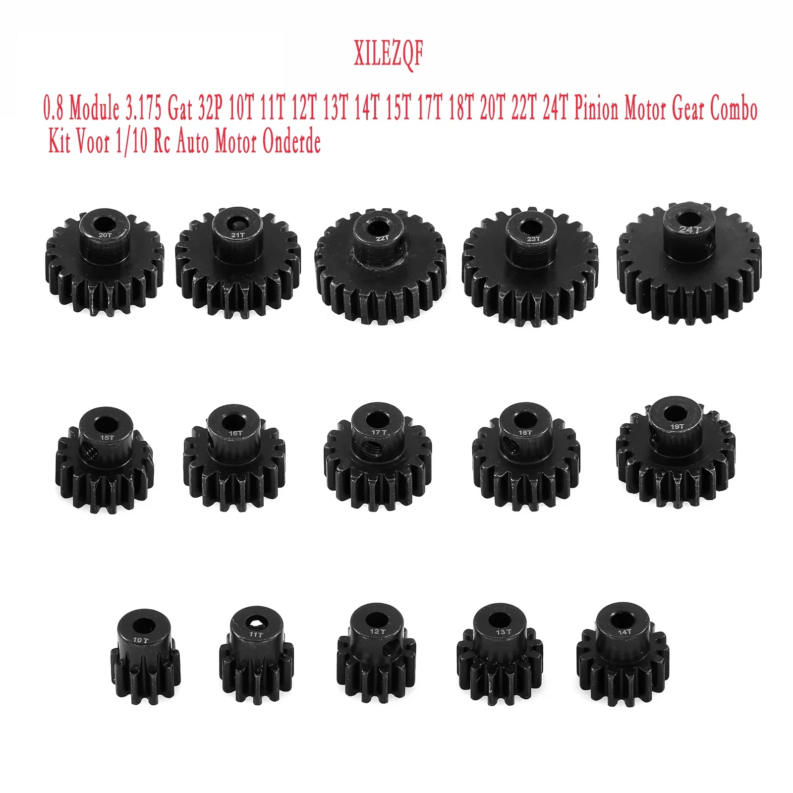 0.8 Module 3.175 Gat 32P 10T 11T 12T 13T 14T 15T 17T 18T 20T 22T 24T Pinion Motor Gear Combo Kit Voor 1/10 Rc Auto Motor Onderde