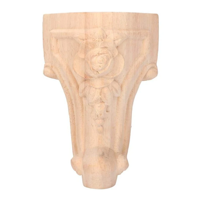 4 Pcs Furniture Legs European Style Cabinet Legs Wood Carved Table Foot Sofa Feet (15X6cm)