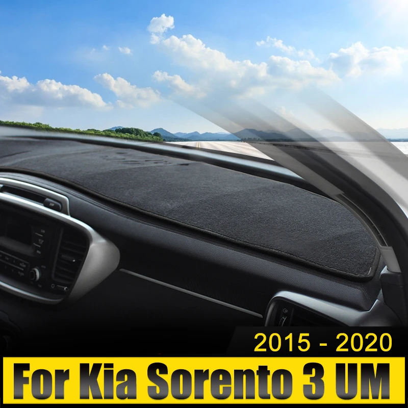 

Car Dashboard Cover Avoid Light Pad Sun Shade Anti-UV Carpets Non-Slip Mats For Kia Sorento 3 UM 2015 2016 2017 2018 2019 2020