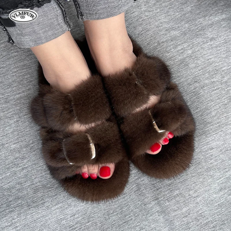 Mink Slippers For Women, Real Fur Slippers , Cute Sandals,Travel Shoes Fur House Slippers Women Mink Fur Slides