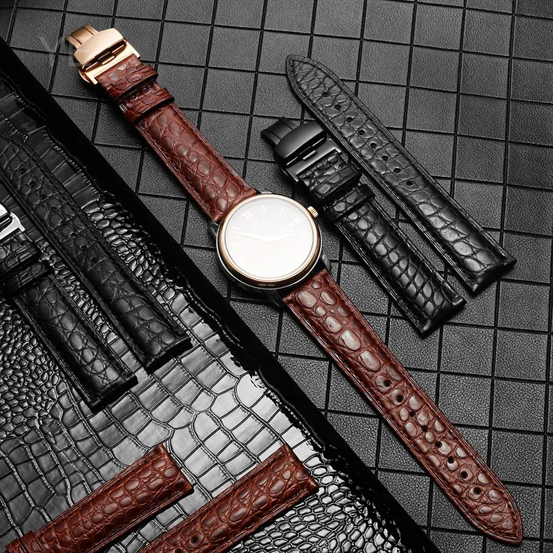 Waterproof Genuine Crocodile Leather with Butterfly Buckle for Tissot Mido Longines Omega Jaeger LeCoultre Strap 14 17 19 21mm