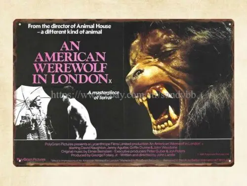 American Werewolf in London horror sci fi movie poster metal tin sign wall art-Aluminum