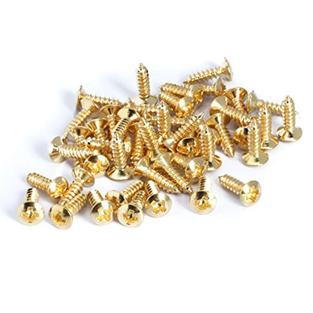 50Pcs Golden Guitar Pickguard Screws 11.9x2.96mm Premium Metal Fasteners for St Tl Bass Cover Plate and Output Jack