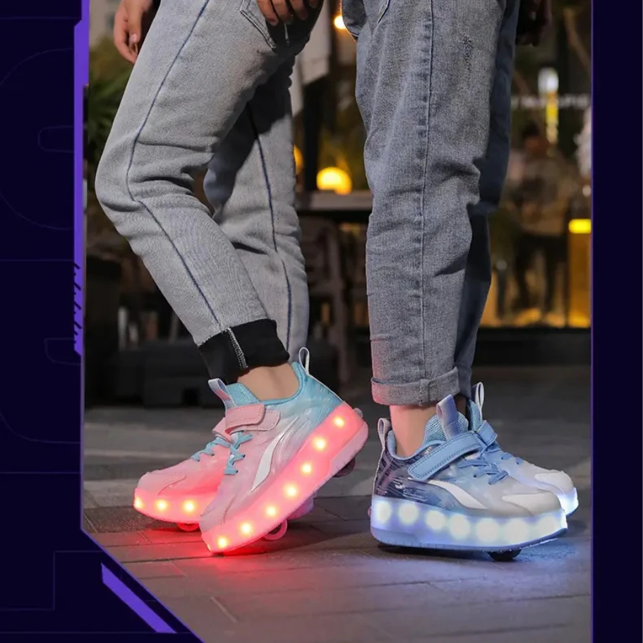 أحذية دوارة للأولاد والبنات بإضاءة LED لشحن USB للأطفال أحذية تزلج كاجوال أحذية رياضية للأطفال أحذية رياضية