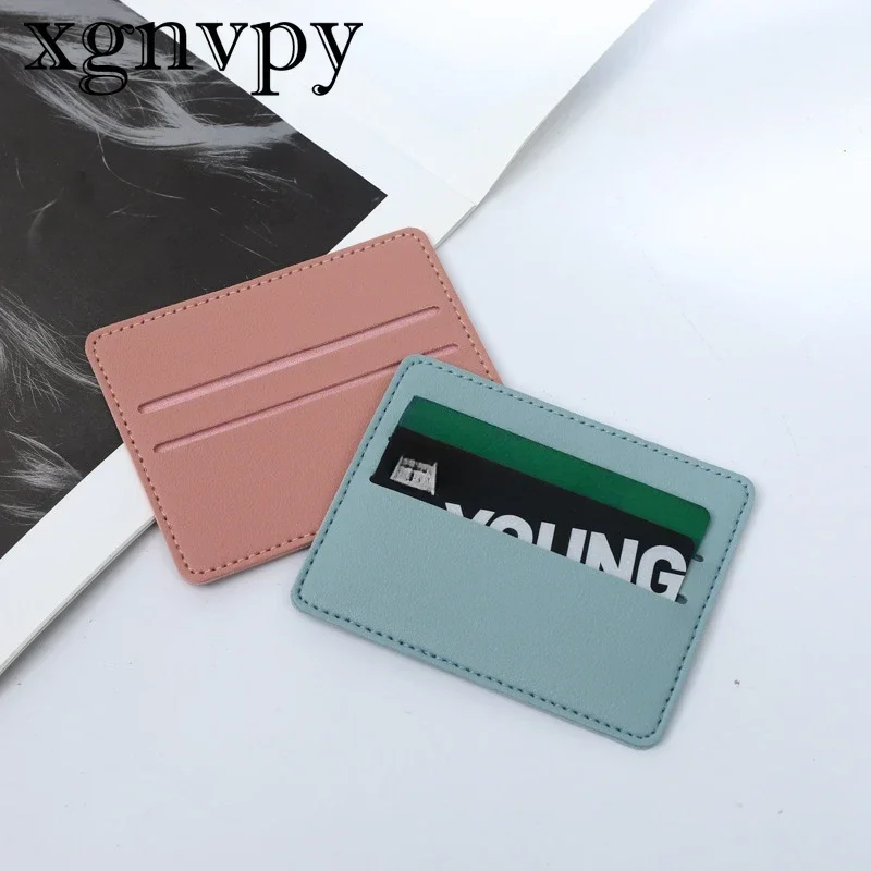 xgnvpy Elegant Leather Purse  Mini Card Case Sleeve Holds Credit Cards Photos Documents Slim  Business Ready